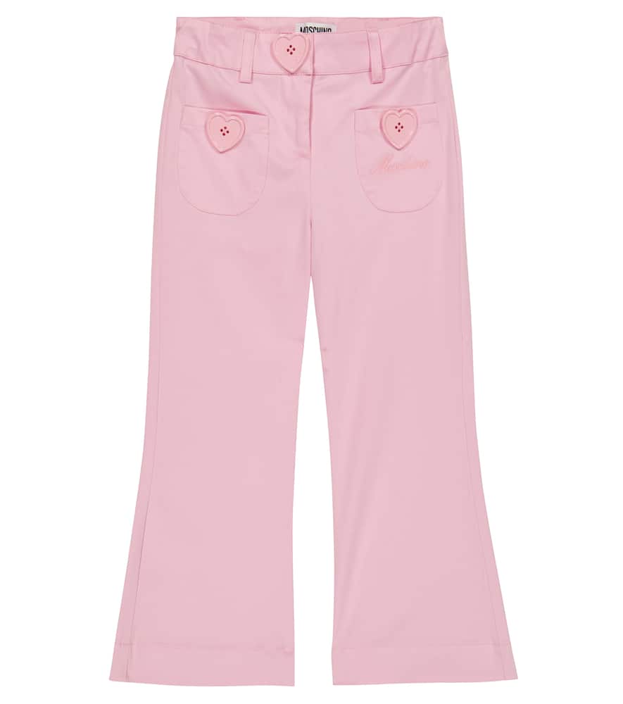 Moschino Kids Heart-embellished cotton-blend pants