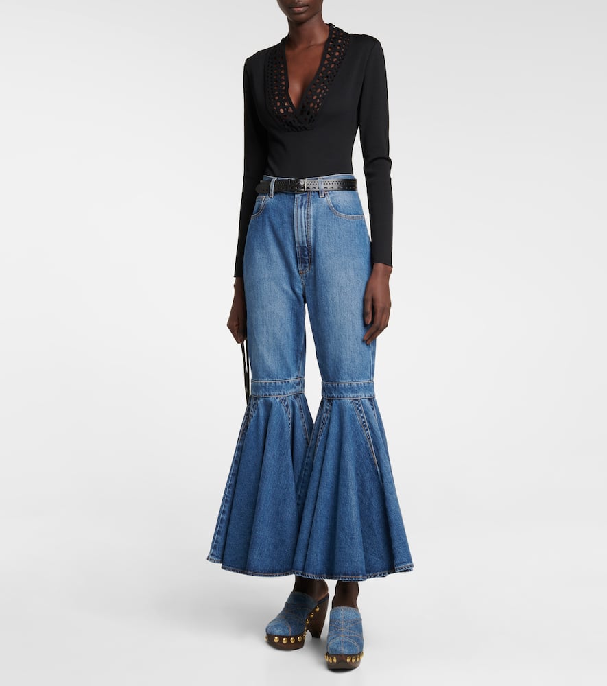 Shop Alaïa Le Sabot Denim Mules In Blue