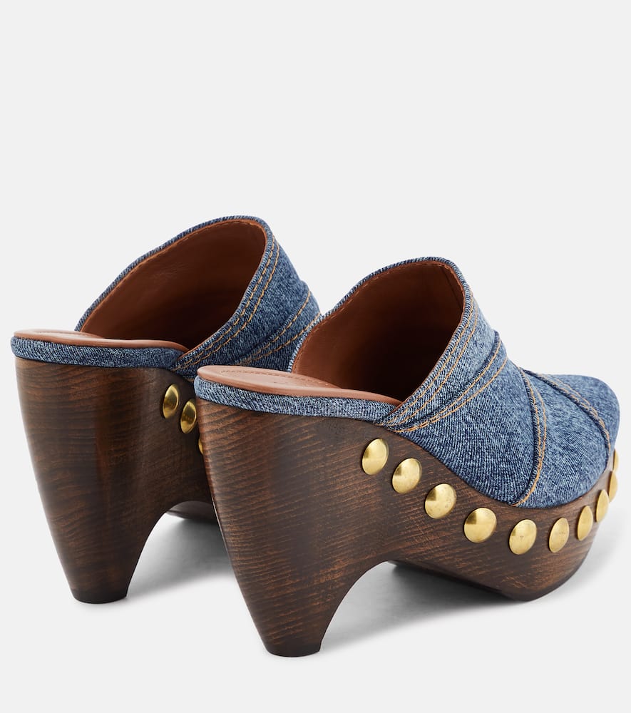 Shop Alaïa Le Sabot Denim Mules In Blue