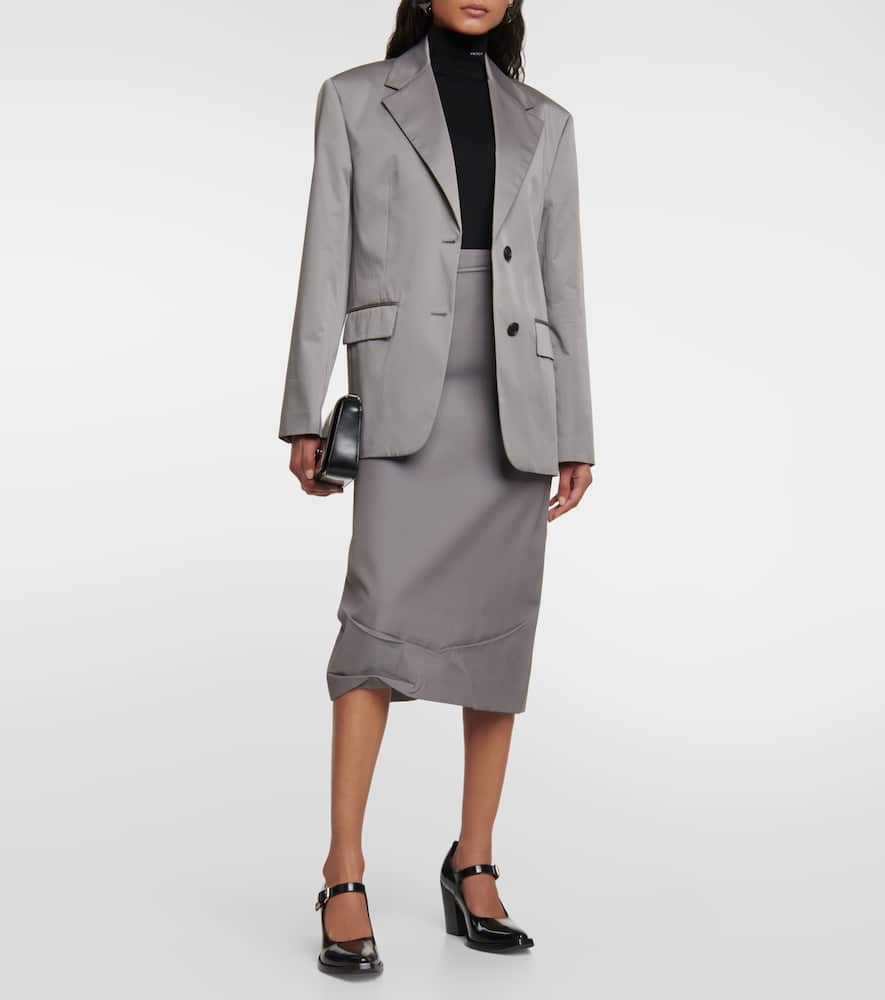 Prada Single-breasted Cotton Blazer In Acciaio