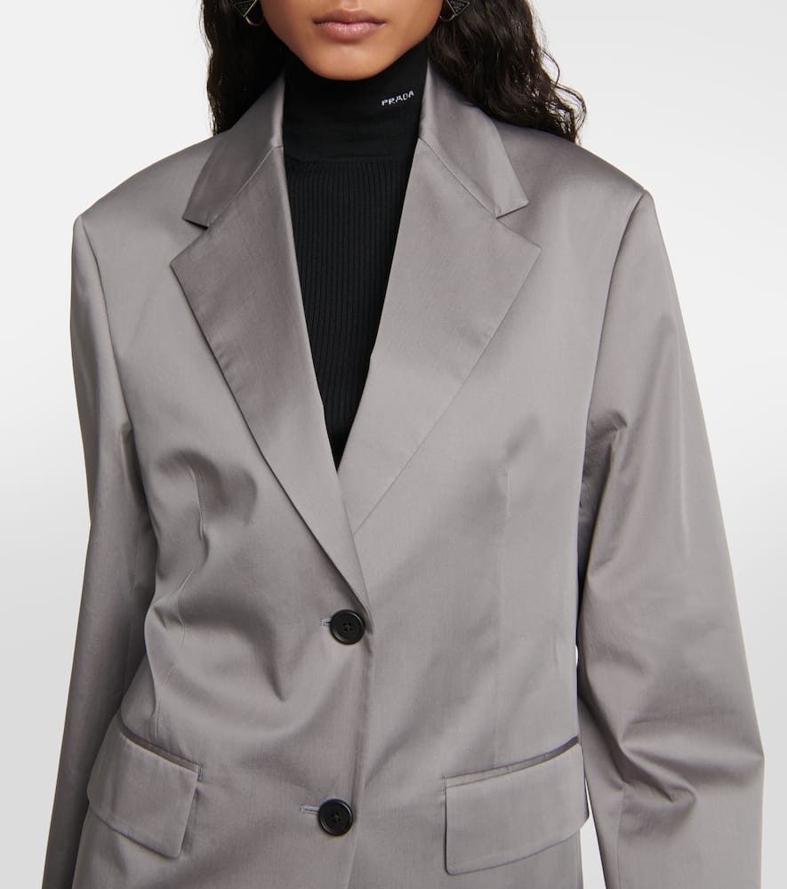 Prada Single-breasted Cotton Blazer In Acciaio
