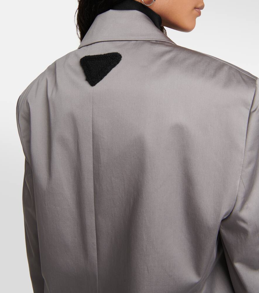 Prada Single-breasted Cotton Blazer In Acciaio