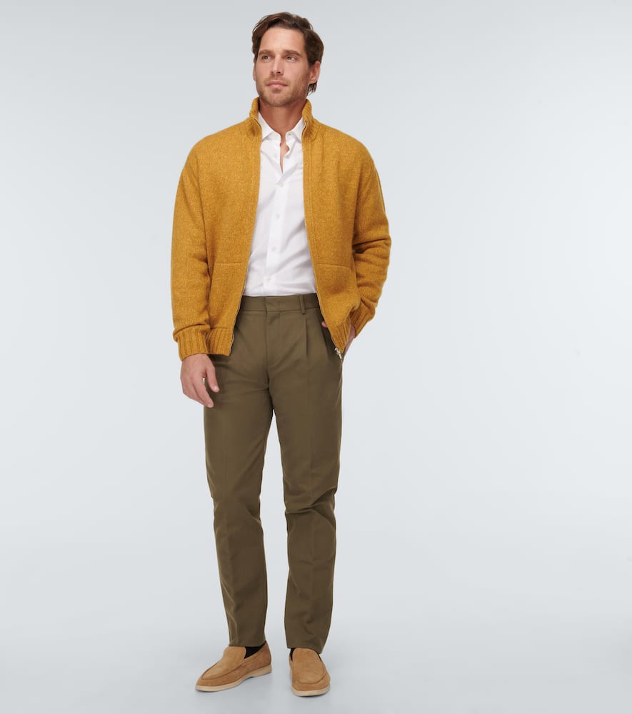 Loro Piana Snow Wander Cashmere Zip-up Sweater In Fancy Yellow Oil Mel