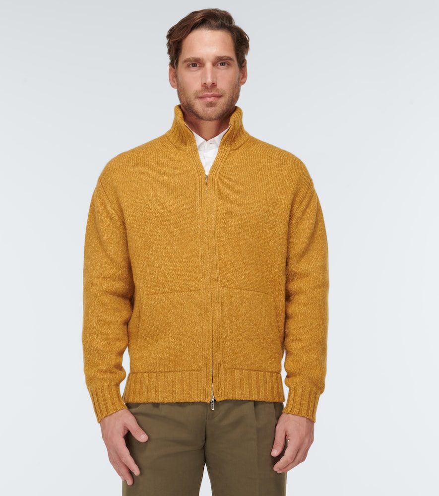 Shop Loro Piana Snow Wander Cashmere Zip-up Sweater In Fancy Yellow Oil Mel