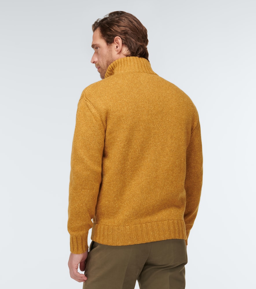 Shop Loro Piana Snow Wander Cashmere Zip-up Sweater In Fancy Yellow Oil Mel