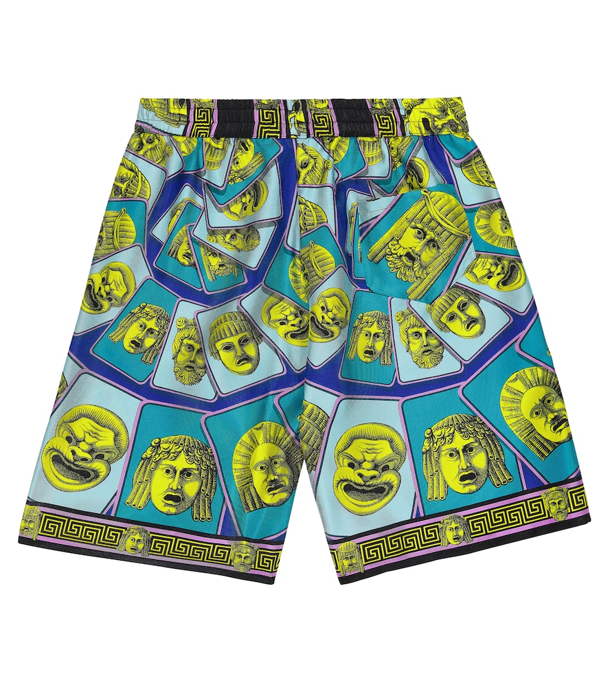  Versace Kids Versace Kids Le Maschere Silk Twill Shorts 