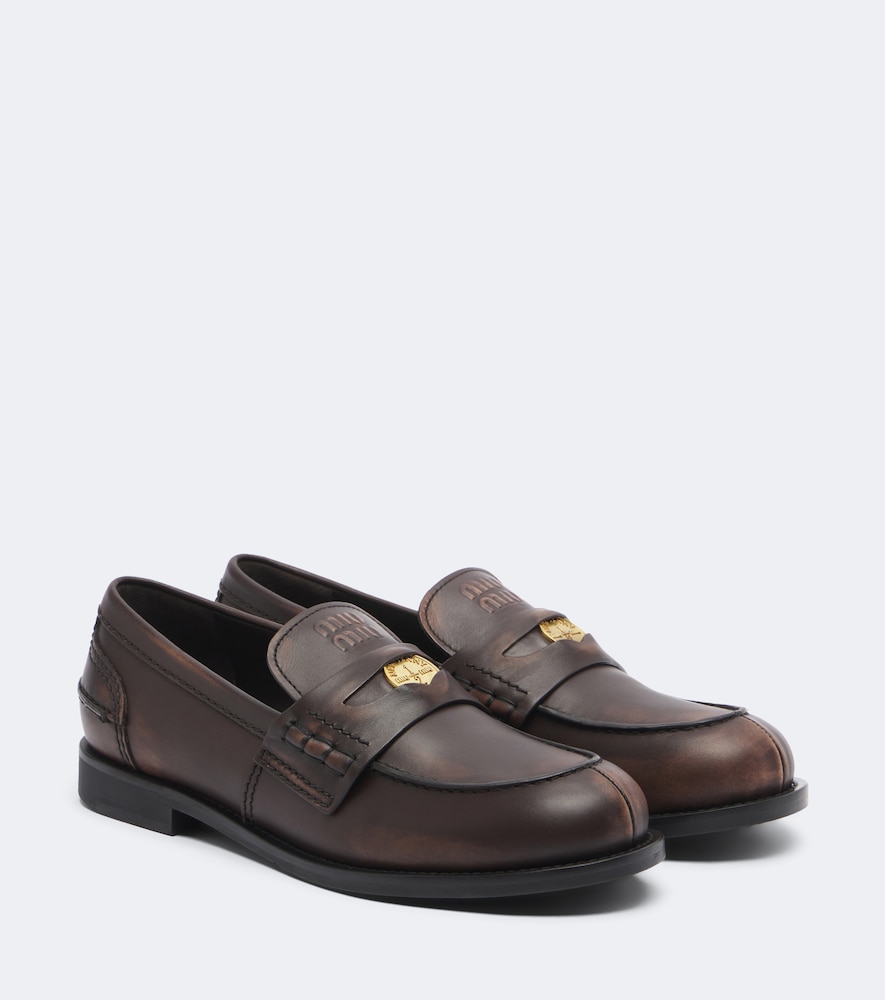 Embellished Leather Loafers
