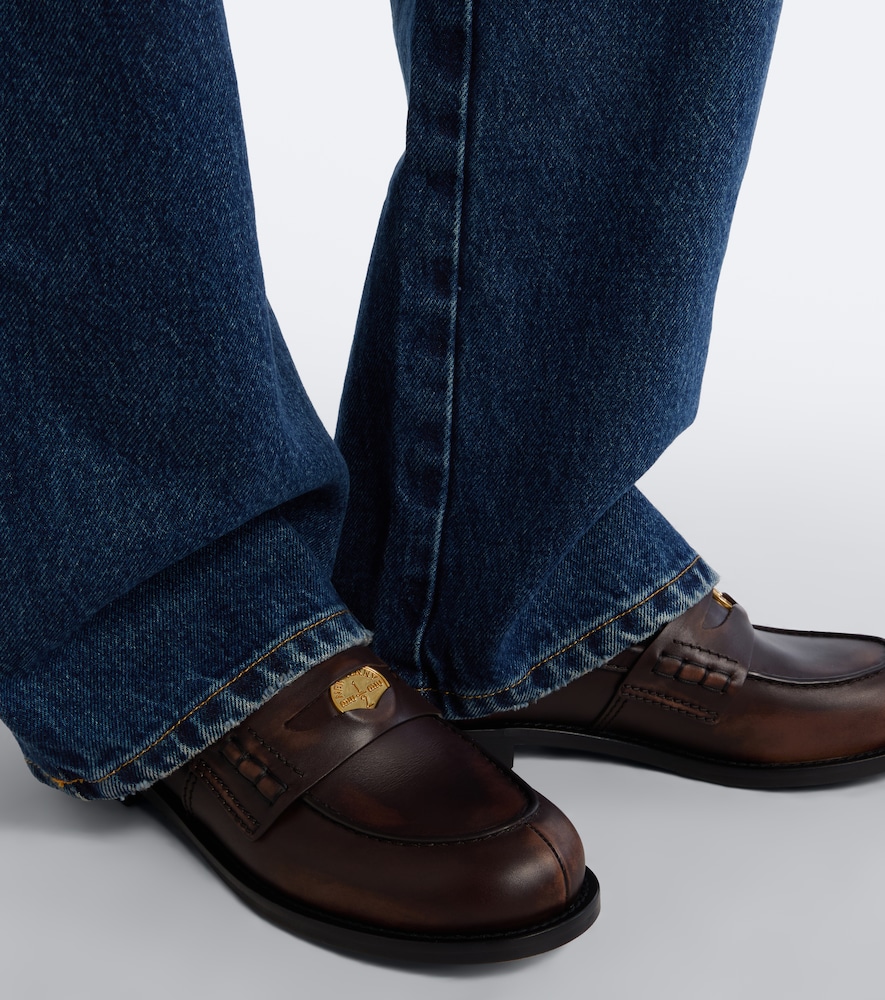 Embellished Leather Loafers