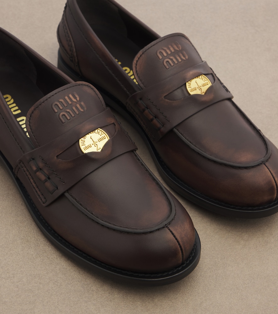 Embellished Leather Loafers