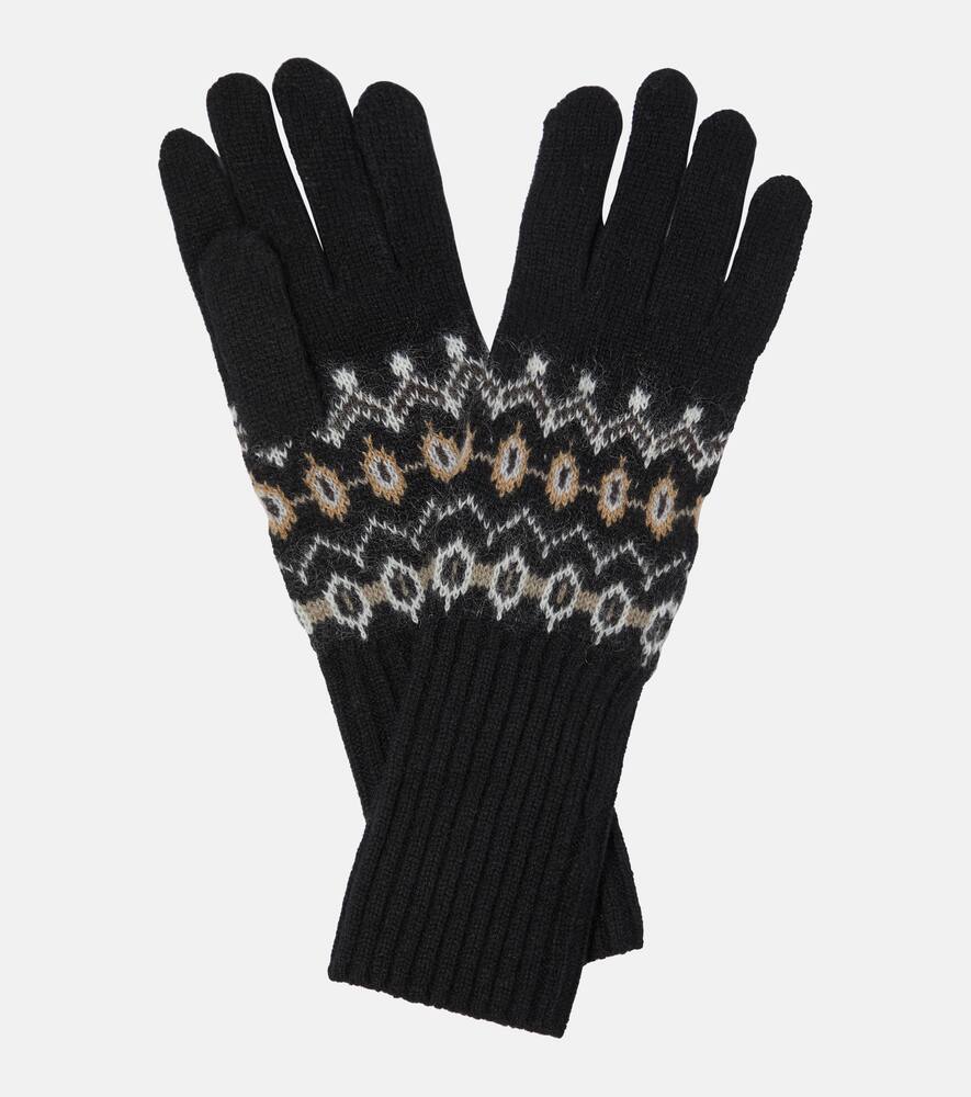Khaite Vail intarsia cashmere-blend gloves