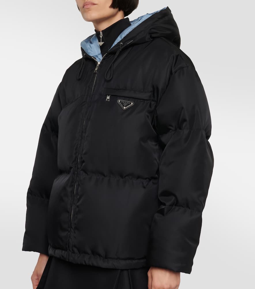 Prada Womens Black Re-nylon Brand-plaque Recycled Shell-down Jacket In Black