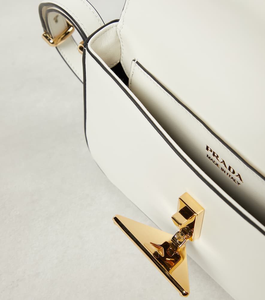 Prada Triangle Flap Leather Shoulder Bag In White