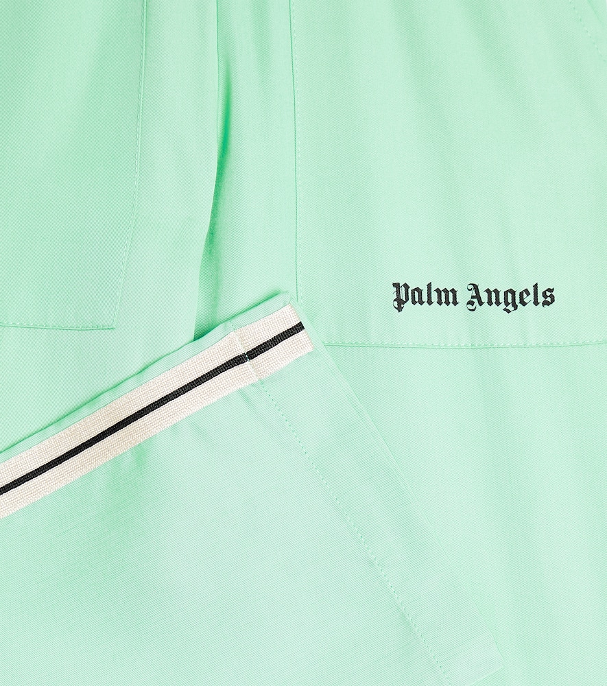 Shop Palm Angels Logo Striped Sweatpants In Green