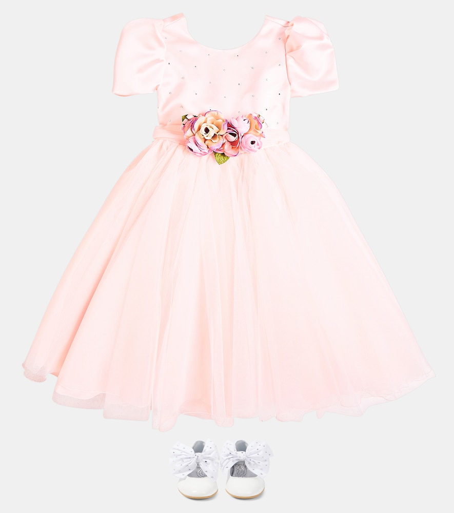  Monnalisa Monnalisa Floral-appliquã© Embellished Tulle Dress 