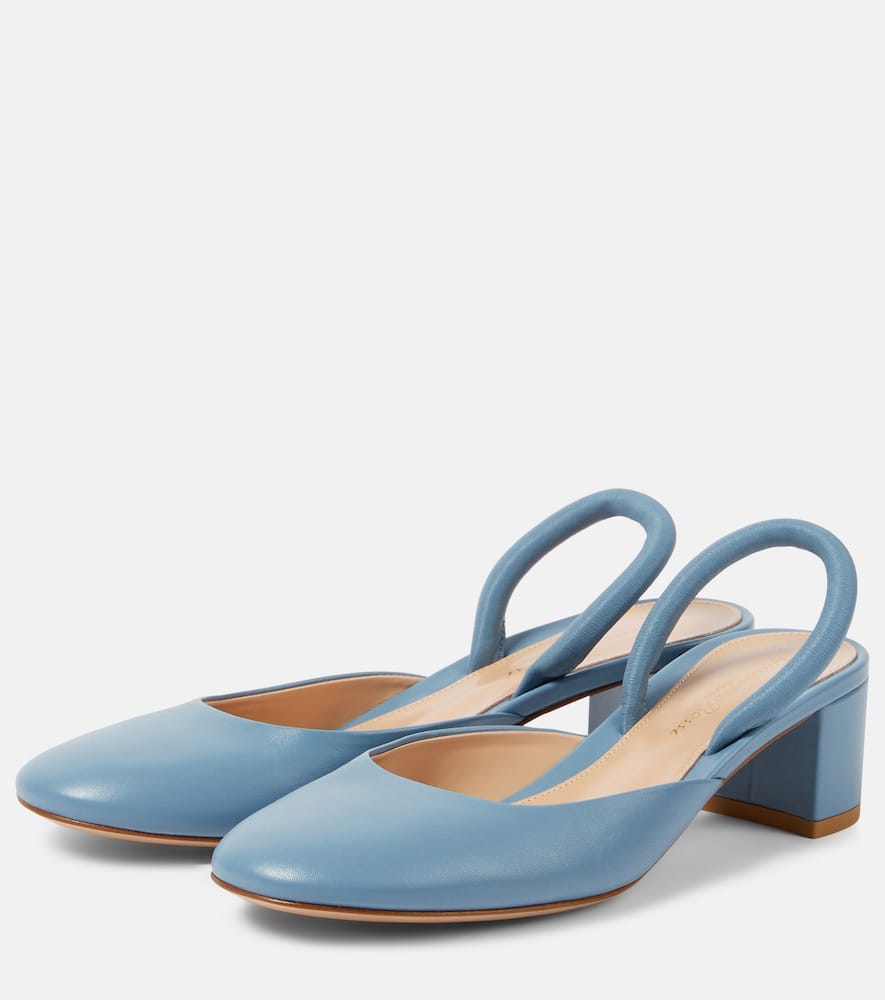 Gianvito Rossi Tivoli Leather Mules In Blue