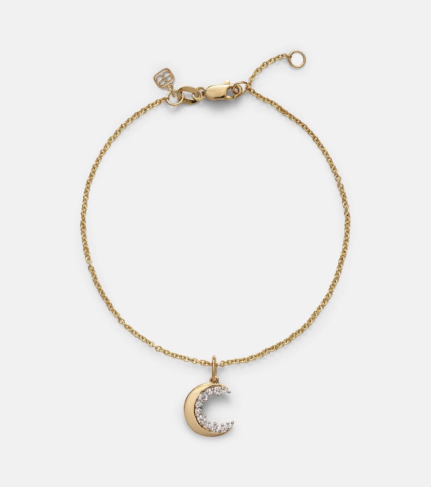 Sydney Evan Crescent Moon 14kt Gold And White Gold Chain Necklace With Diamonds In Gold