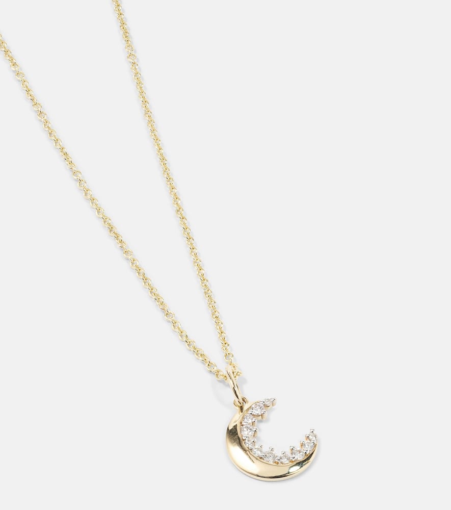 Sydney Evan Crescent Moon 14kt Gold And White Gold Chain Necklace With Diamonds In Gold