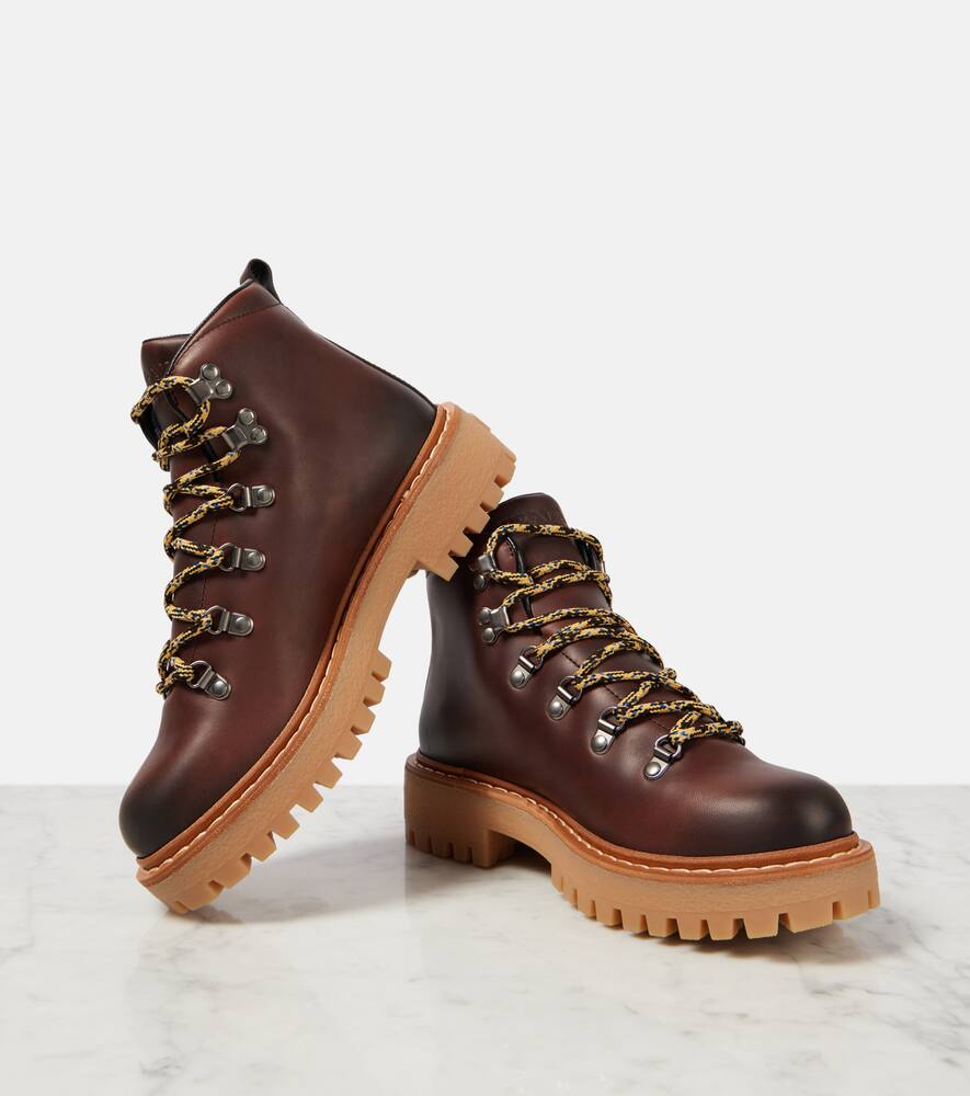 Prada Women's Ebony-coloured Leather Lace-up Boot In Schwarz