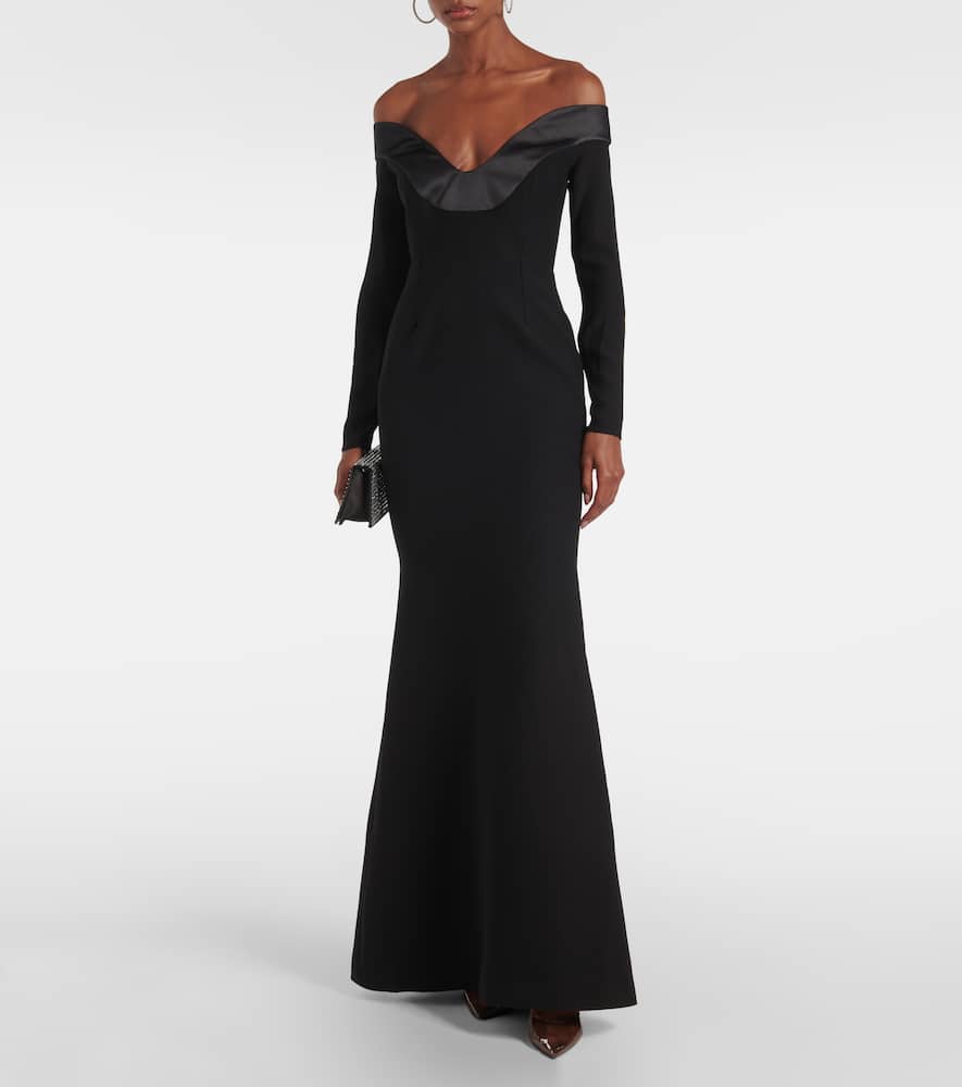 The New Arrivals Ilkyaz Ozel Orreda Off-shoulder Gown In Black