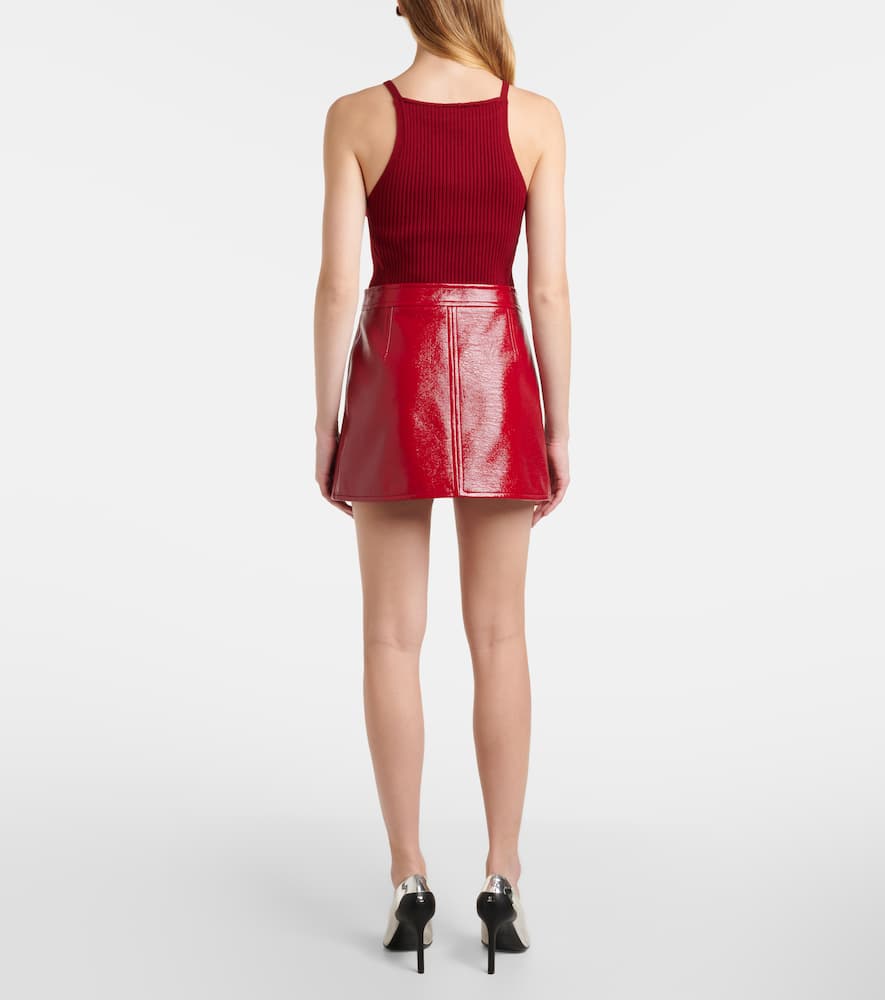 Courrèges A-line Skirt In Dark Red Stretch-cotton Faux Leather In Red