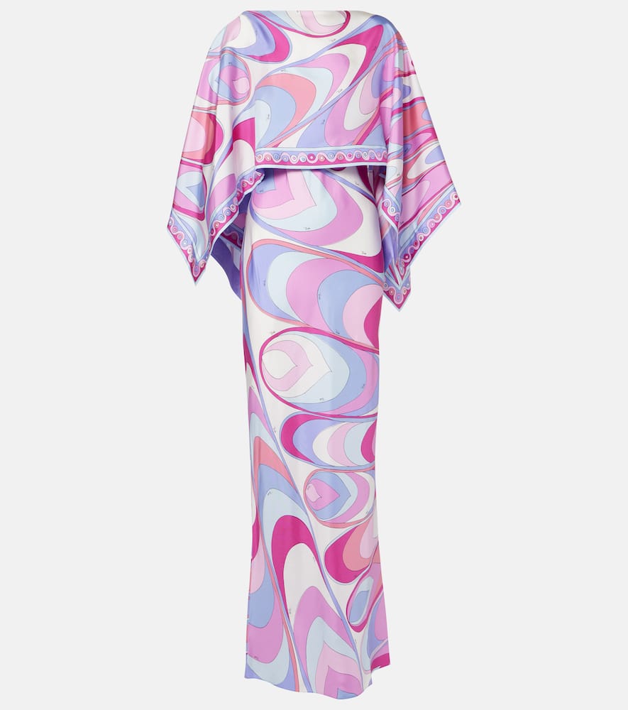 Pucci Printed Silk Twill Maxi Dress In Pink