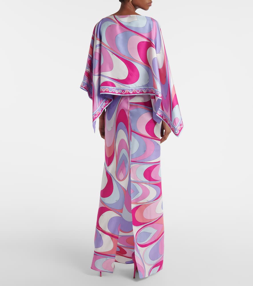 Pucci Printed Silk Twill Maxi Dress In Pink