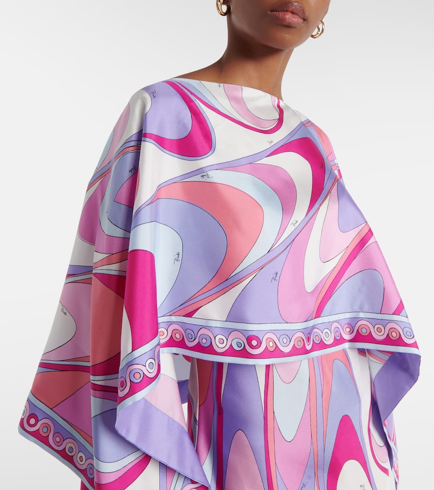 Pucci Printed Silk Twill Maxi Dress In Pink