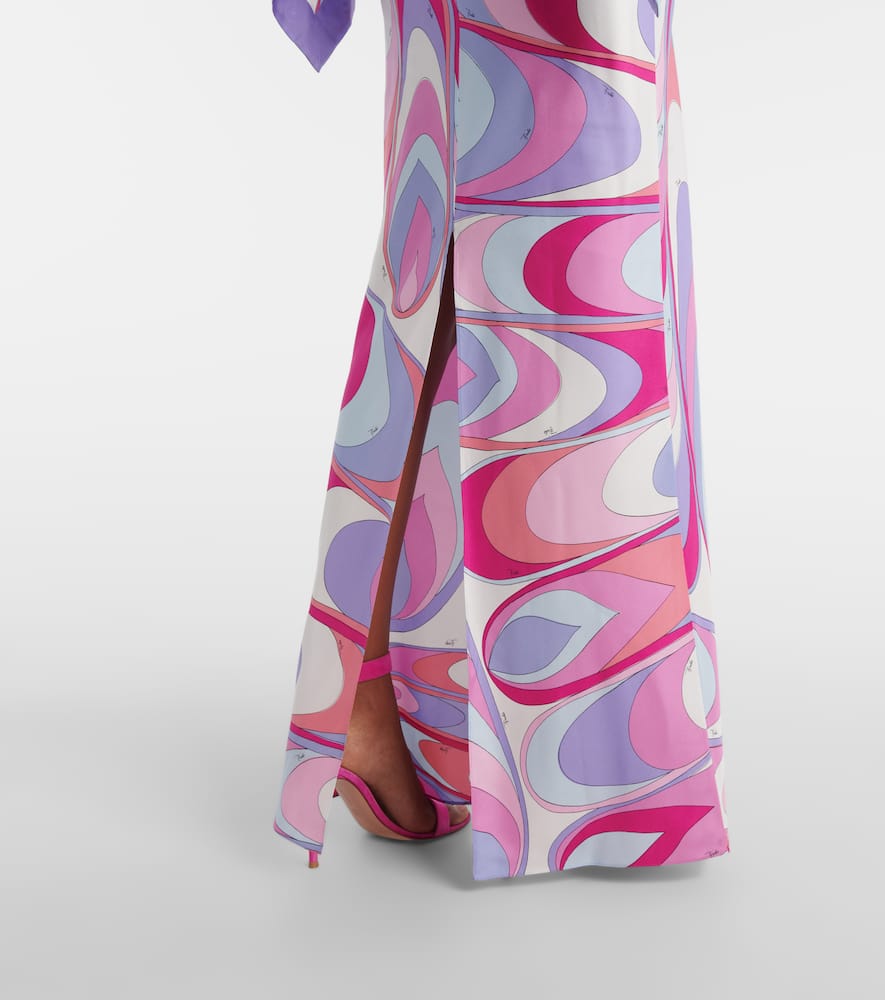 Pucci Printed Silk Twill Maxi Dress In Pink
