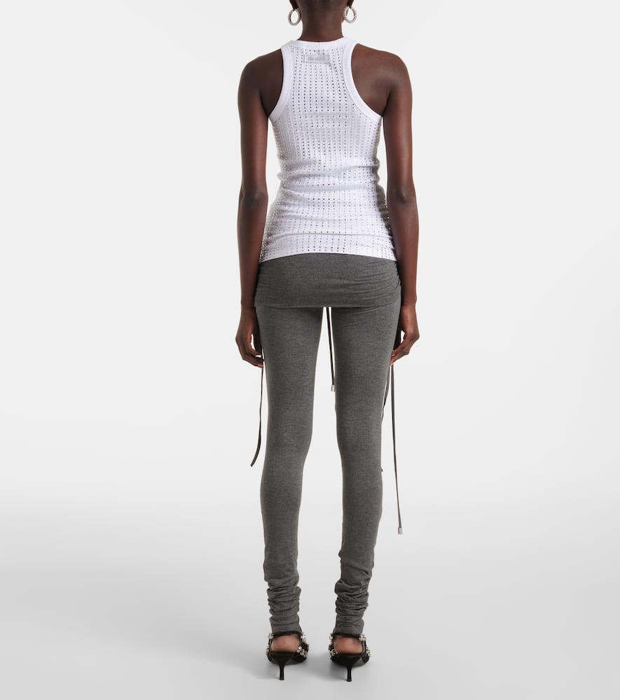 Attico White Tank Top With Multicolor Rhinestone In Jersey Woman In White