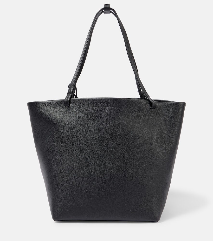 The Row Park Three Leather Tote Bag In Black
