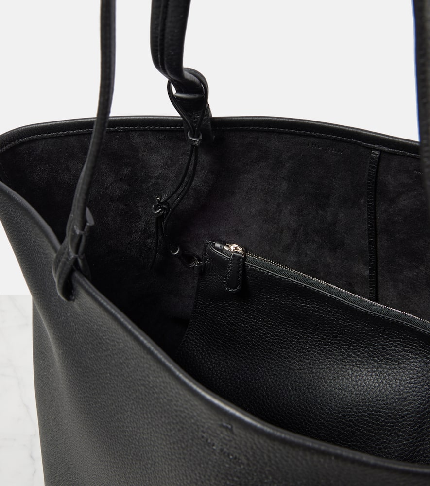 The Row Park Three Leather Tote Bag In Black