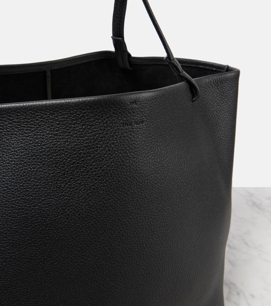 The Row Park Three Leather Tote Bag In Black