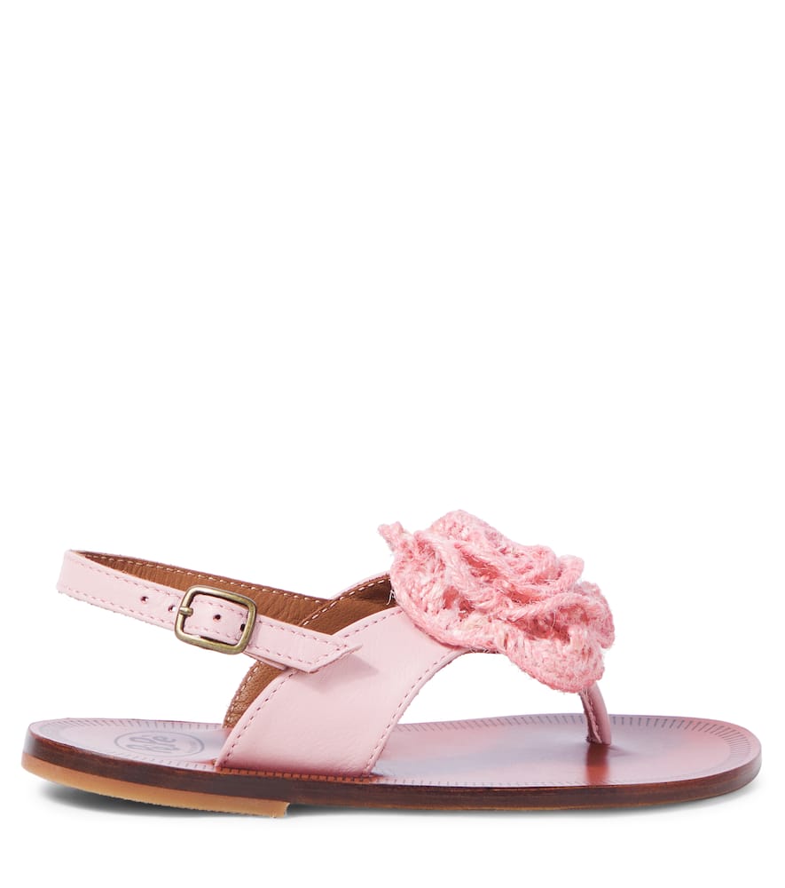 Pèpè Floral-appliqué Leather Sandals In Pink