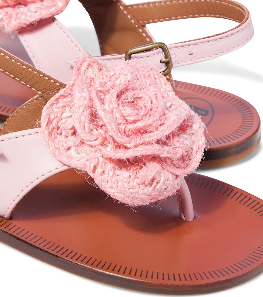 Pèpè Floral-appliqué Leather Sandals In Pink