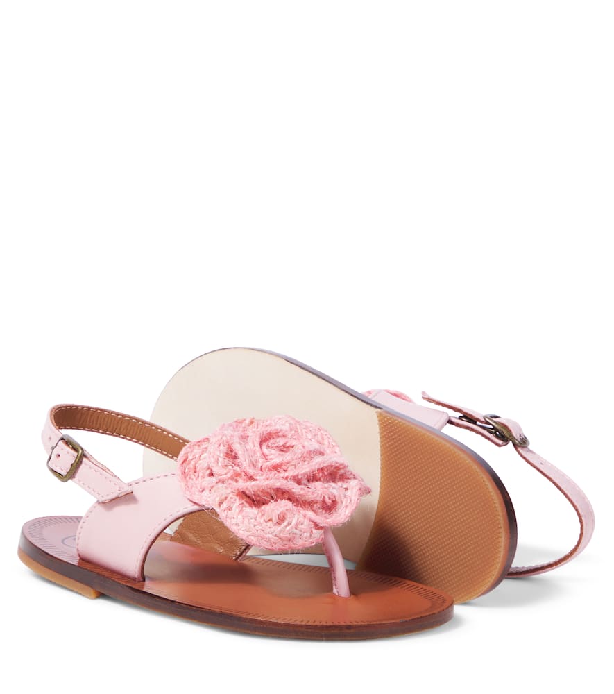 Pèpè Floral-appliqué Leather Sandals In Pink