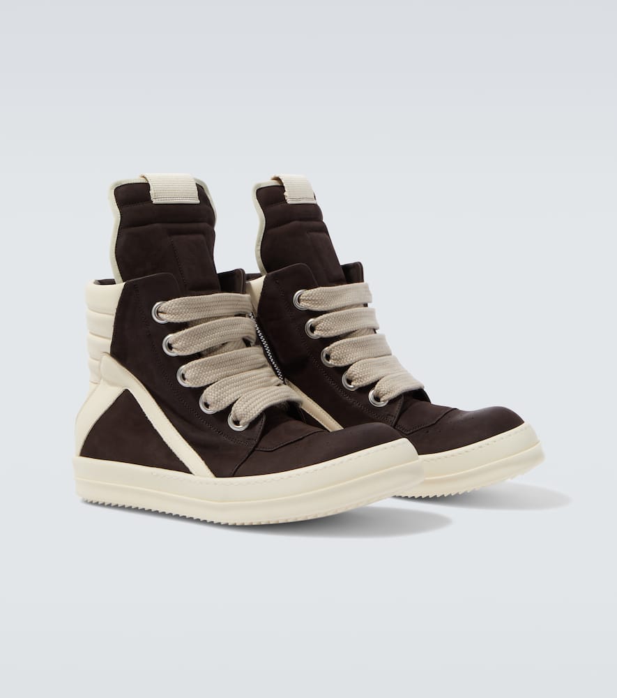 Rick Owens Jumbolace Geobasket Leather Shoes In Brown