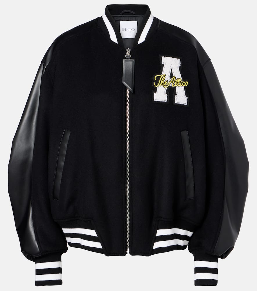Attico Wool-blend Fleece Blouson In Black
