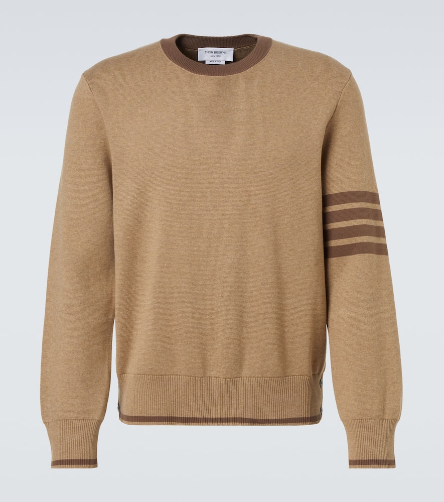 Thom Browne 4-bar Cotton Sweater In Brown