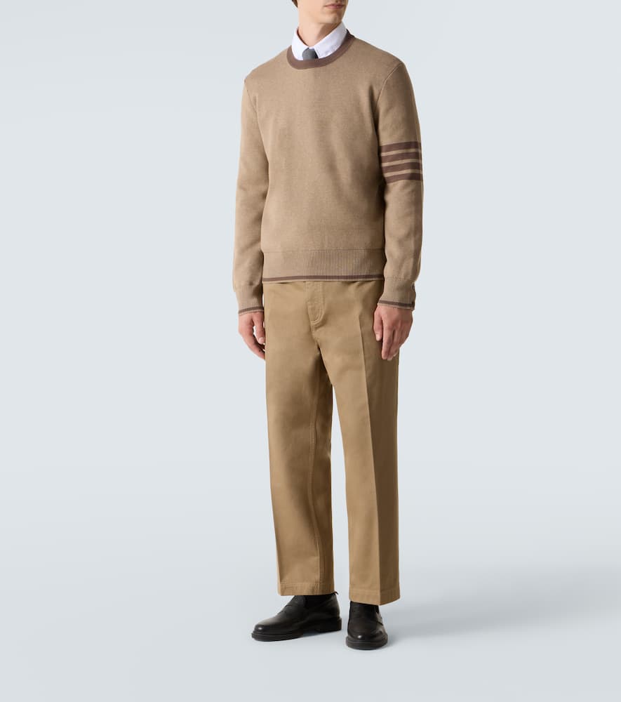 Thom Browne 4-bar Cotton Sweater In Brown