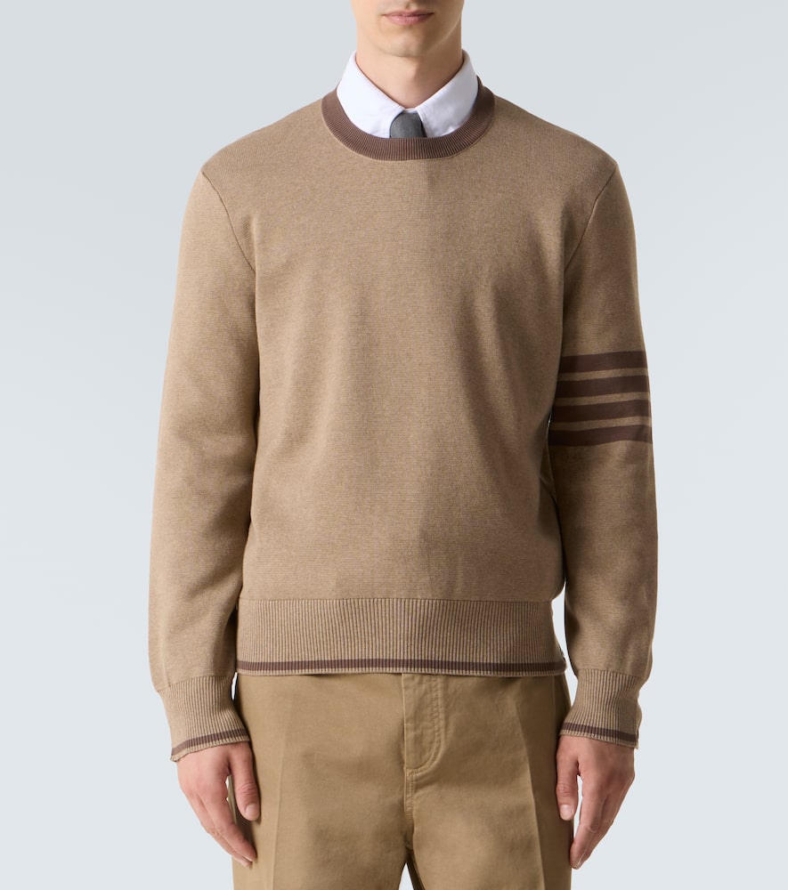 Thom Browne 4-bar Cotton Sweater In Brown