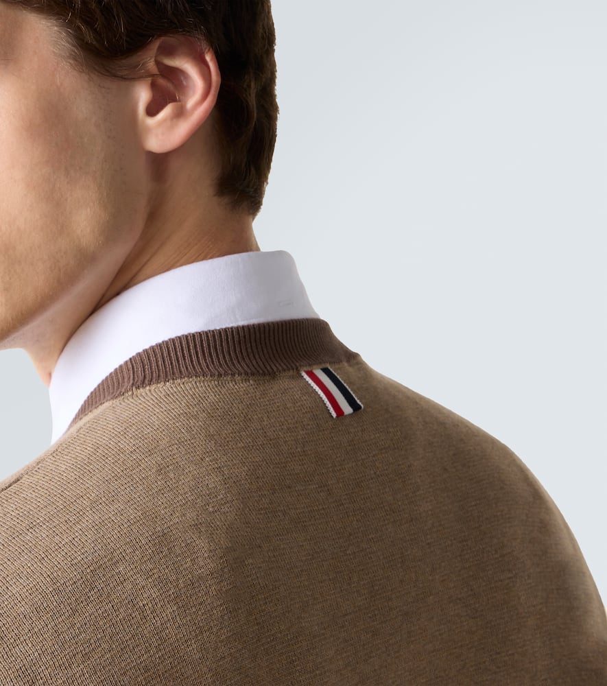 Thom Browne 4-bar Cotton Sweater In Brown