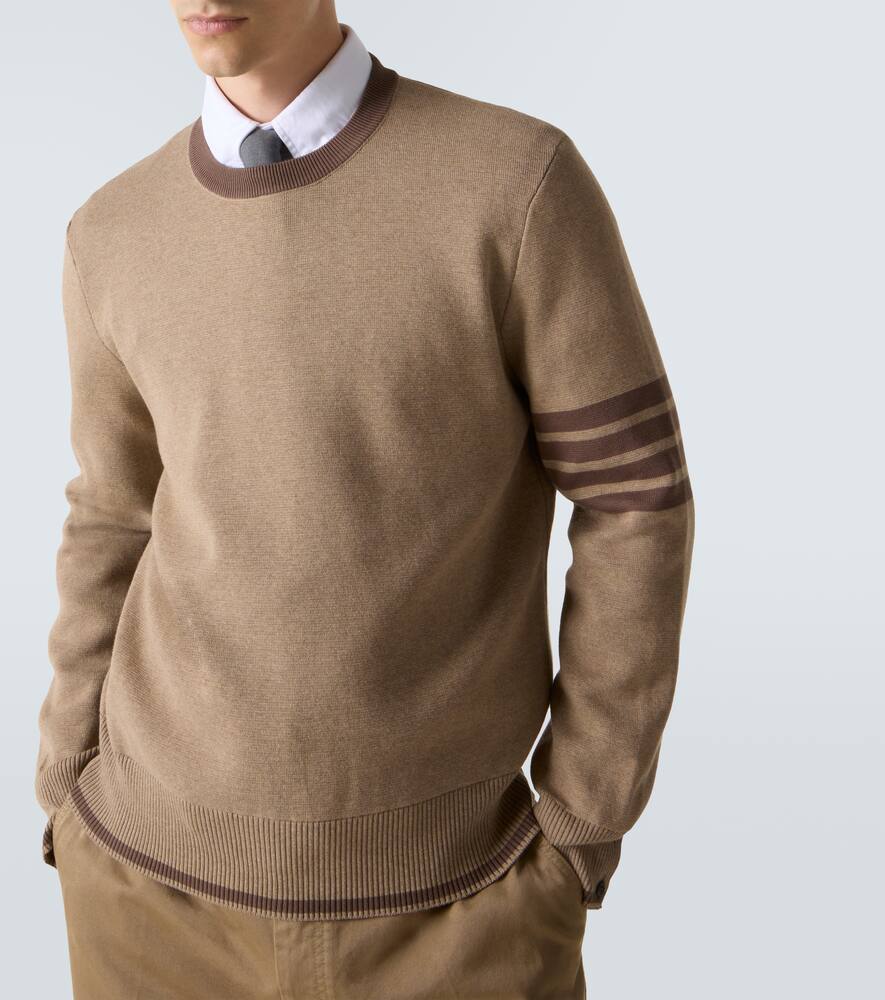 Thom Browne 4-bar Cotton Sweater In Brown