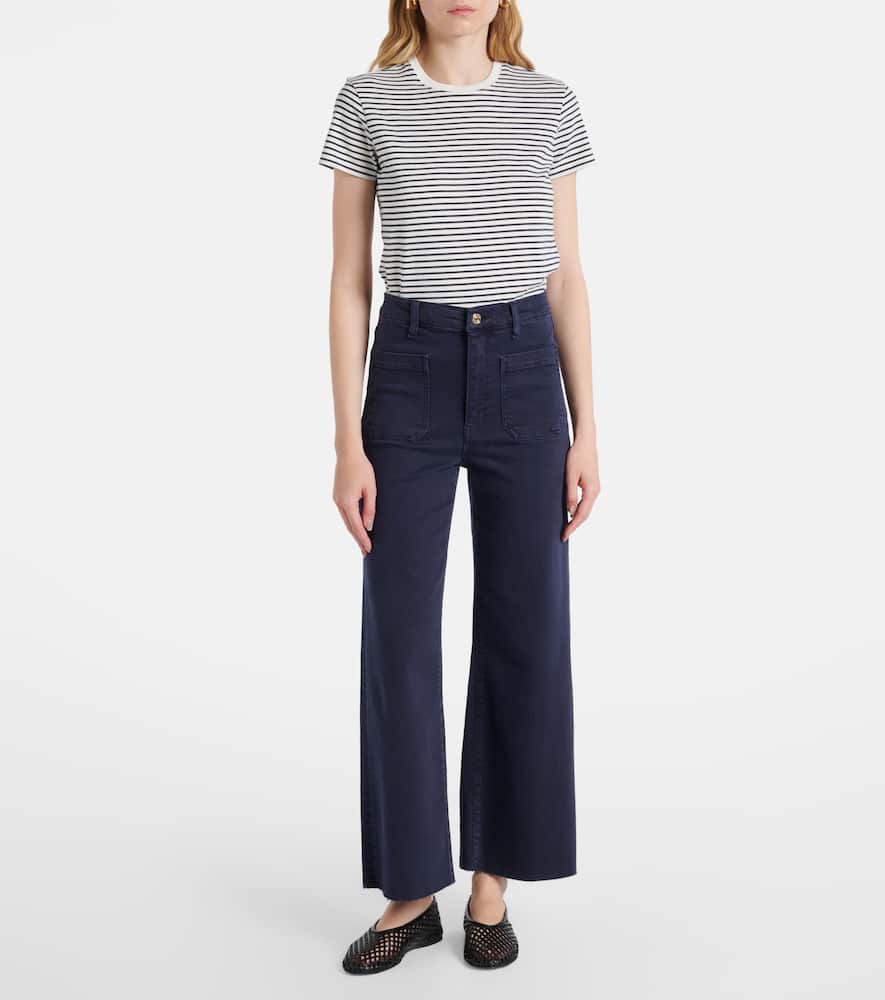 Frame Anchor High-rise Ankle Wide-leg Jeans In Blue
