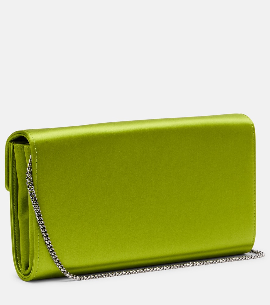 Roger Vivier Efflorescence Buckled Crystal-embellished Satin Clutch In Green