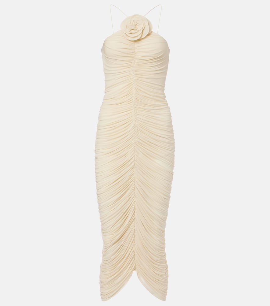 Ruched halterneck midi dress