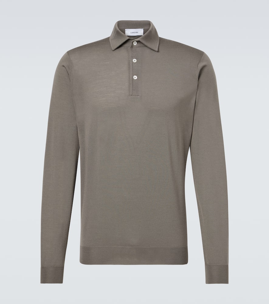 Ribbed-knit virgin wool polo shirt