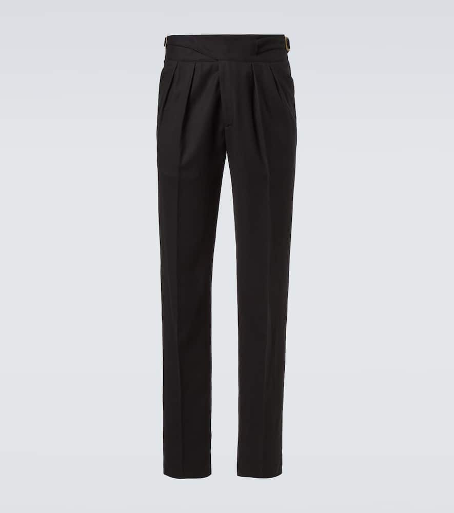 Virgin wool flannel tapered pants