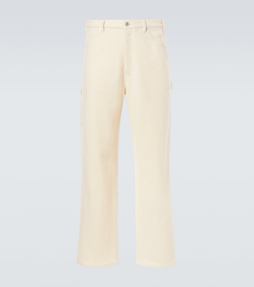 Auralee Wool Tweed Wide-leg Pants In Neutral