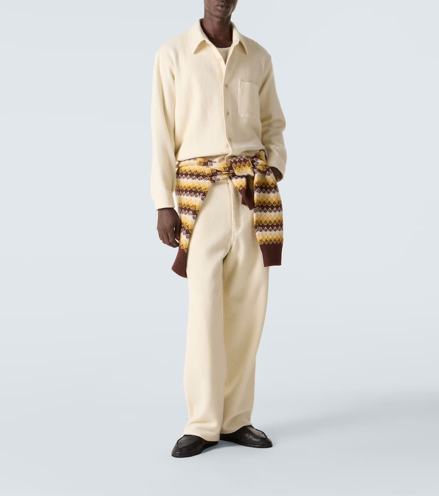 Auralee Wool Tweed Wide-leg Pants In Neutral