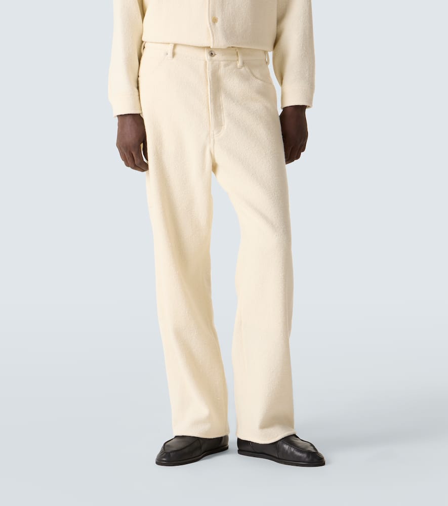 Auralee Wool Tweed Wide-leg Pants In Neutral